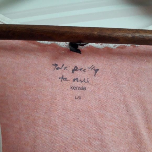 Kensie Blush Racerback Tank Top with White Trim - Picture 3 of 5